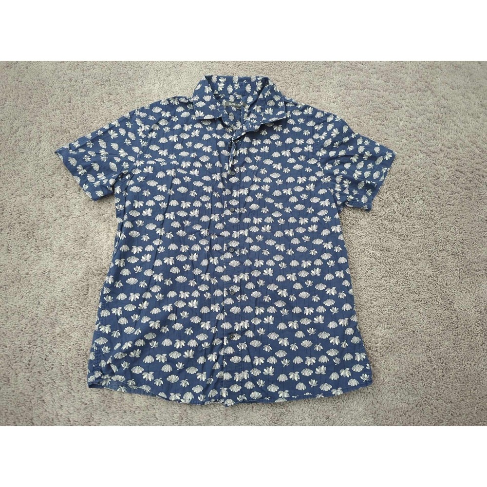 Slate‎ & Stone Button Up Shirt XL Blue White Floral Short Sleeve Summer Casual